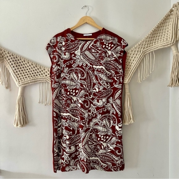 Zara Bloggers Favorite Burnt Brick Red Paisley Print Boxy Tunic Dress - Picture 7 of 12
